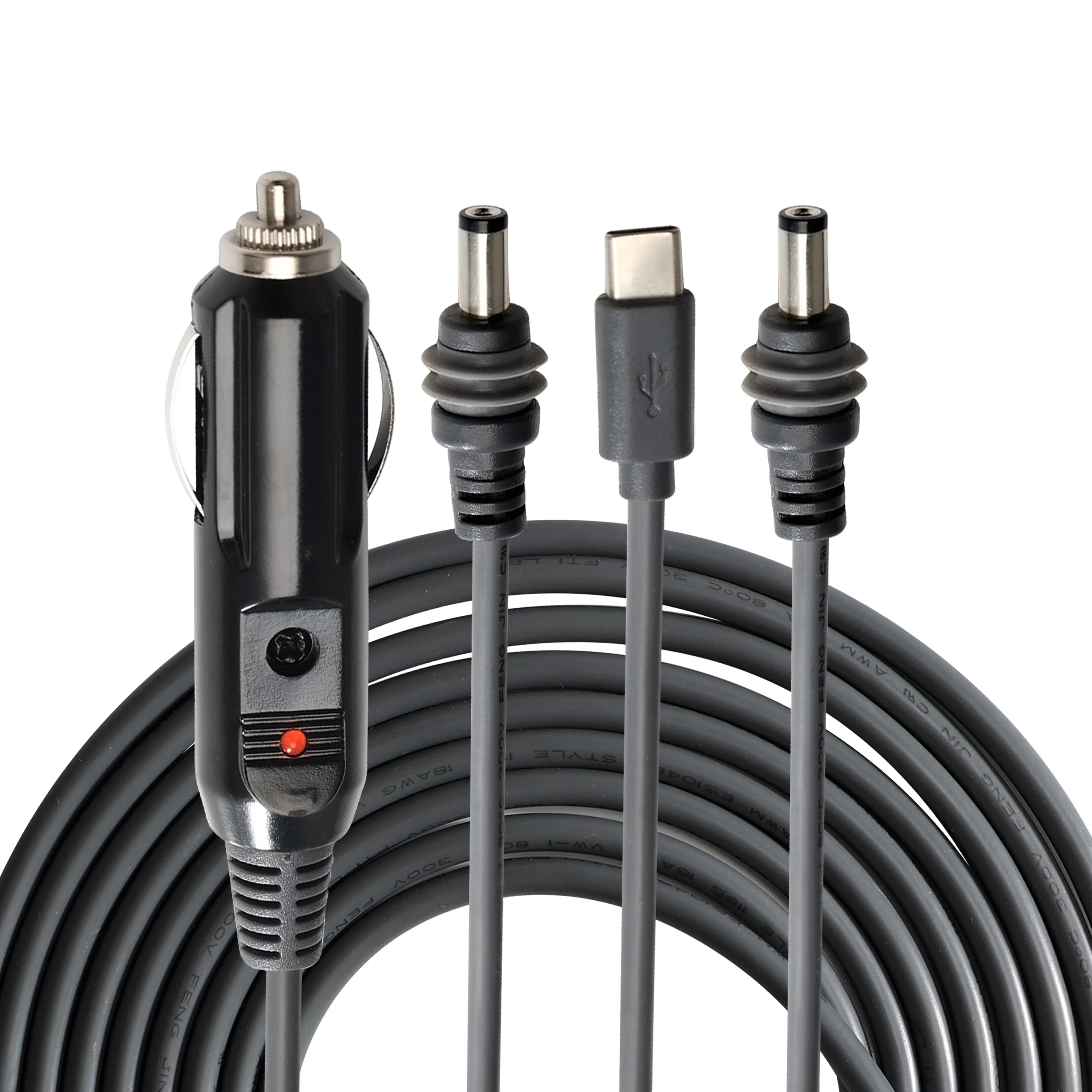 3pcs Starlink Multi 18AWG DC5521 Cigarette Lighter Type C Plug to DC5521 Cable for RV Car Power Station to Starlink Power Supply