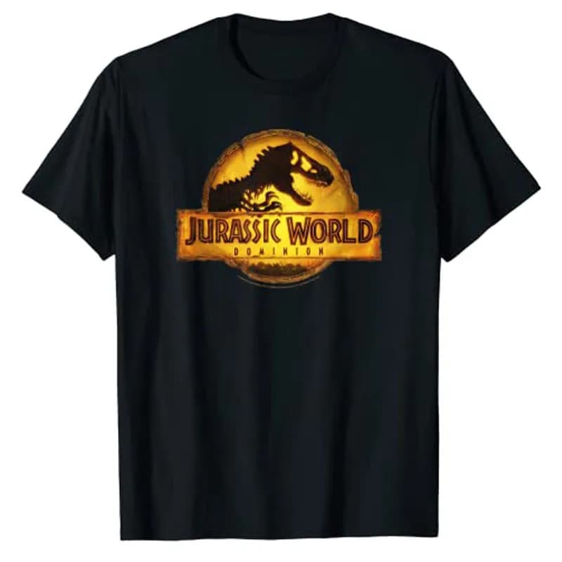 Jurassic World: Dominion T-Rex Logo T-Shirt Dinosaur Lover Outfit Graphic Tee Y2K Tops Cute Cartoon Apparel for Boys Adults
