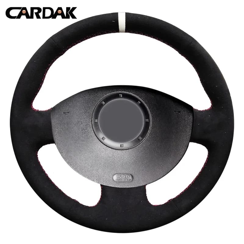 CARDAK Artificial Suede Hand-stitched Car Steering Wheel Covers for Renault Megane 2 2003-2008 Scenic 2 2003-2009 Kangoo 2008