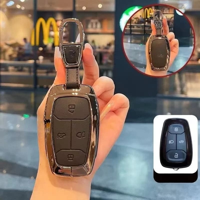Zinc Alloy Car Key Case Cover Shell Protector Fob Holder for Tata Nexon Safari Altroz India Accessories Keybag Keychain