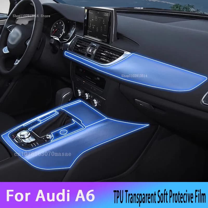 For Audi A6 (2016-2018) Car Interior Gear panel Dashboard GPS Navigation Screen Transparent TPU Protective Car Interior Film