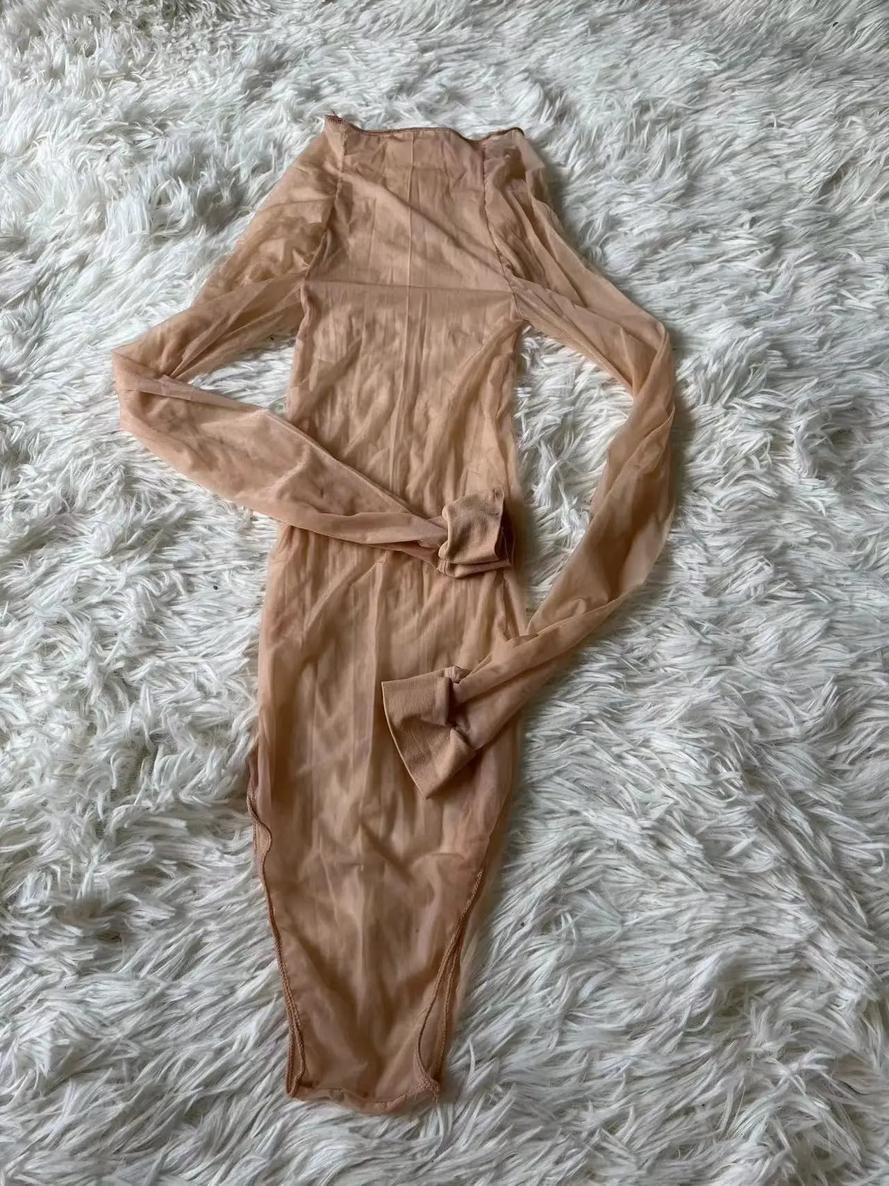 Within 75kg Long Sleeve See Through Sheer Bodysuit Men Women Lingerie Thong Romper Top One Piece Bodysuit Playsuit