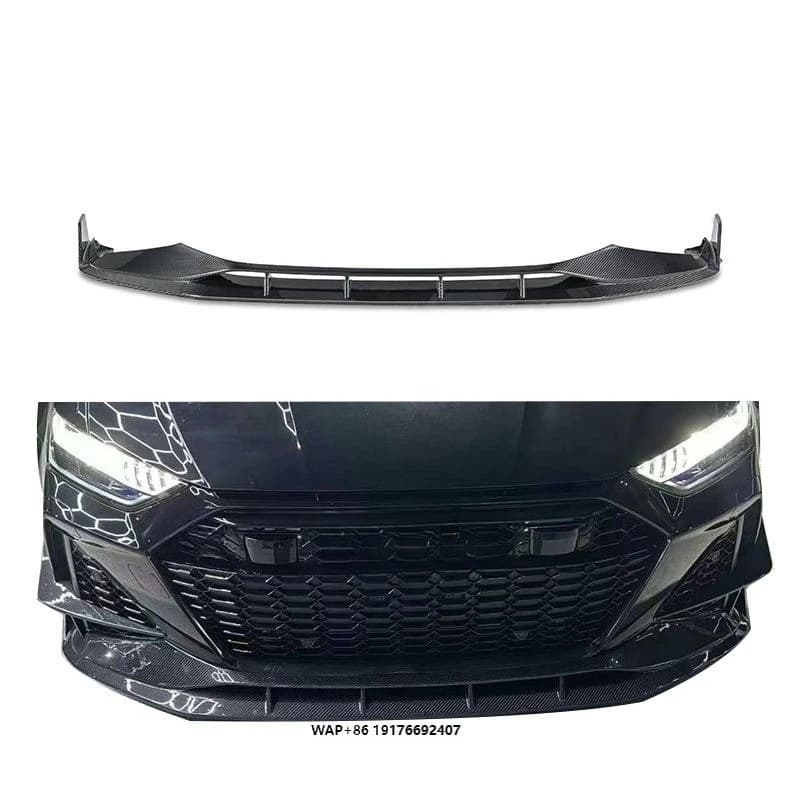 High Quality Dry Carbon Fiber Front  Bumper Lip forAudi RS6 RS7 C8 Dry Carbon Fiber Front Splitter Lip  Perfect Fitment