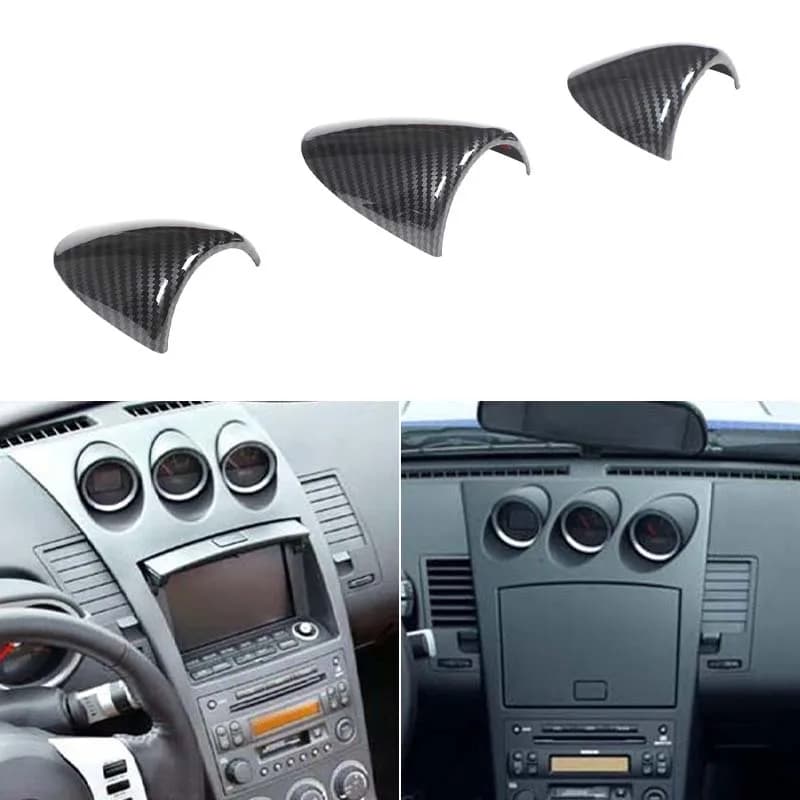 3piece set ABS carbon fiber For Nissan 350Z 2003-2006 car dashboard clock watch decorative ring sticker car interior accessories