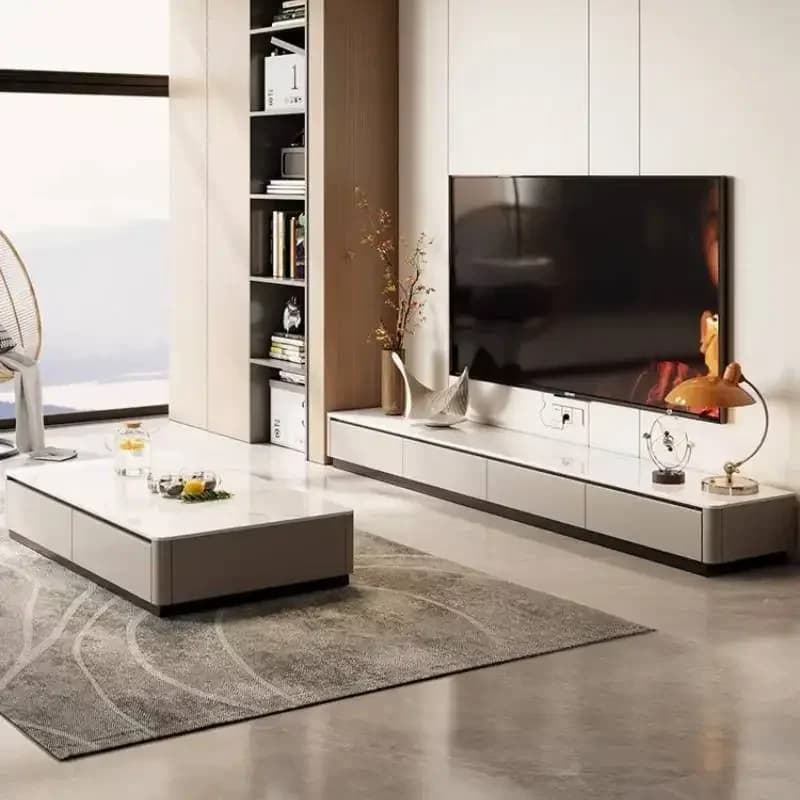 Functional Polished Rustic Luxury Tv Cabinet Storage Fashionable Elegant Decorative Tv Cabinet Meuble Salon Modern Furniture