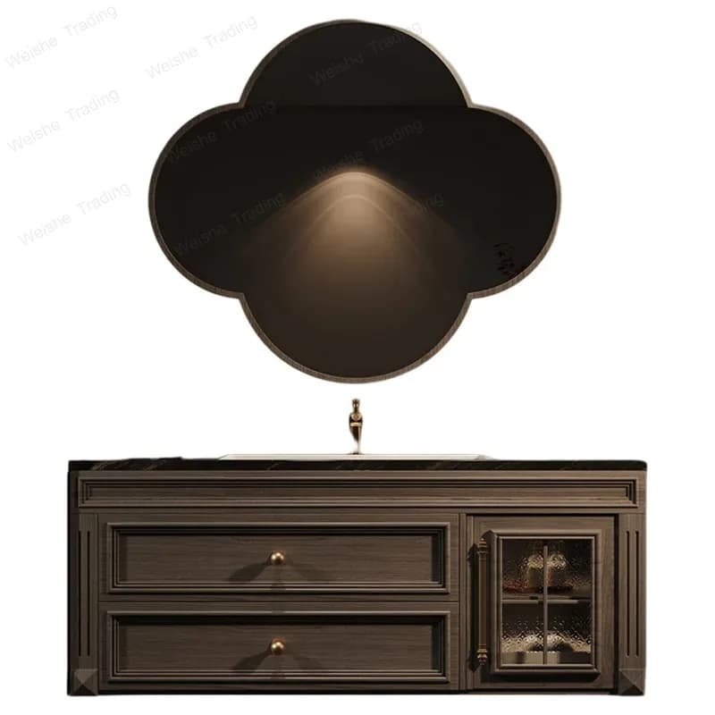 Washbasin Toilet Bathroom Cabinets Vintage Vanity Mirror Storage Bathroom Cabinets Makeup Solid Wood Meuble Toilette Furniture