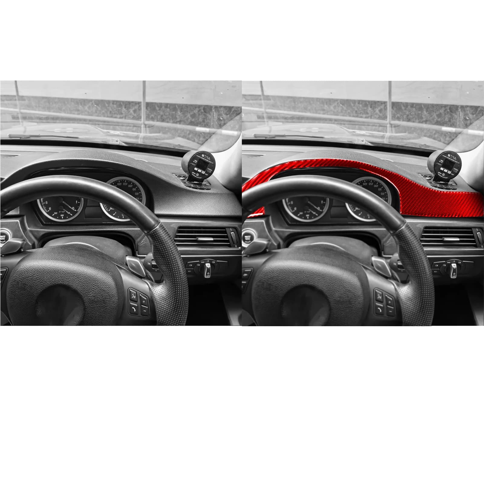 For BMW 3 Series E90 2005-2012 Car Instrument Bezel Trim Red Real Soft Carbon Fiber Interior Accessories Decoration Stickers