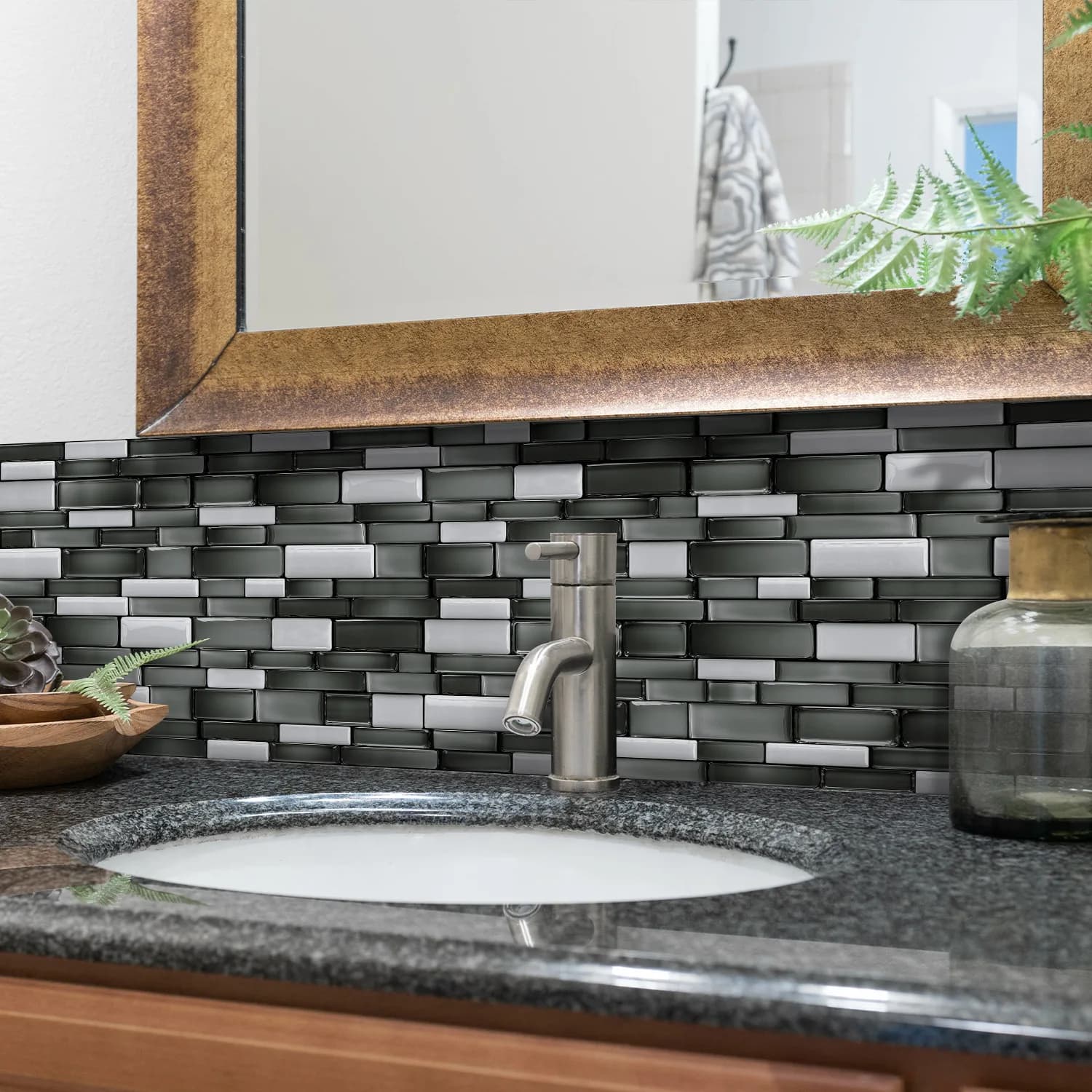 Crystal Mosaic Pvc Self-Adhesive Wall Stickers, Household Oil-Proof and Waterproof Tile Stickers, Cross-Border Wholesale Self-Ad