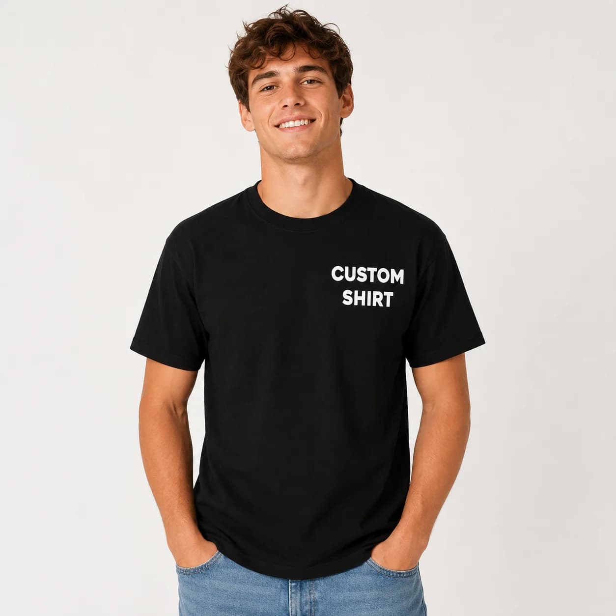5pcs Custom Shirt Print Your Photo Text Logo Custom DIY Cotton Tee Personalized Unisex Top For Company Party Group Class Unifo
