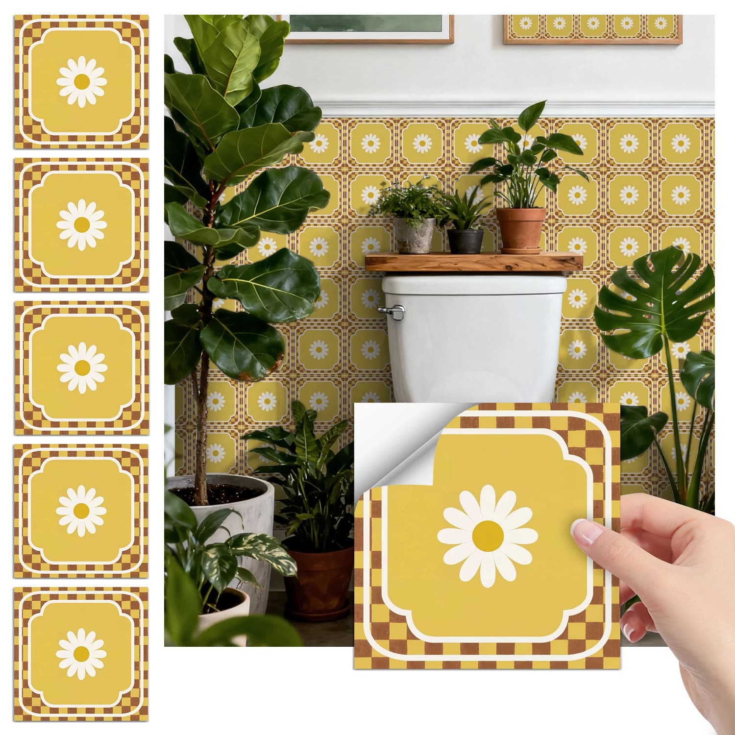 36 morceaux de papier peint autocollant minimaliste imperméable à l'eau et à l'huile, cuisine salle de bain Home Decor