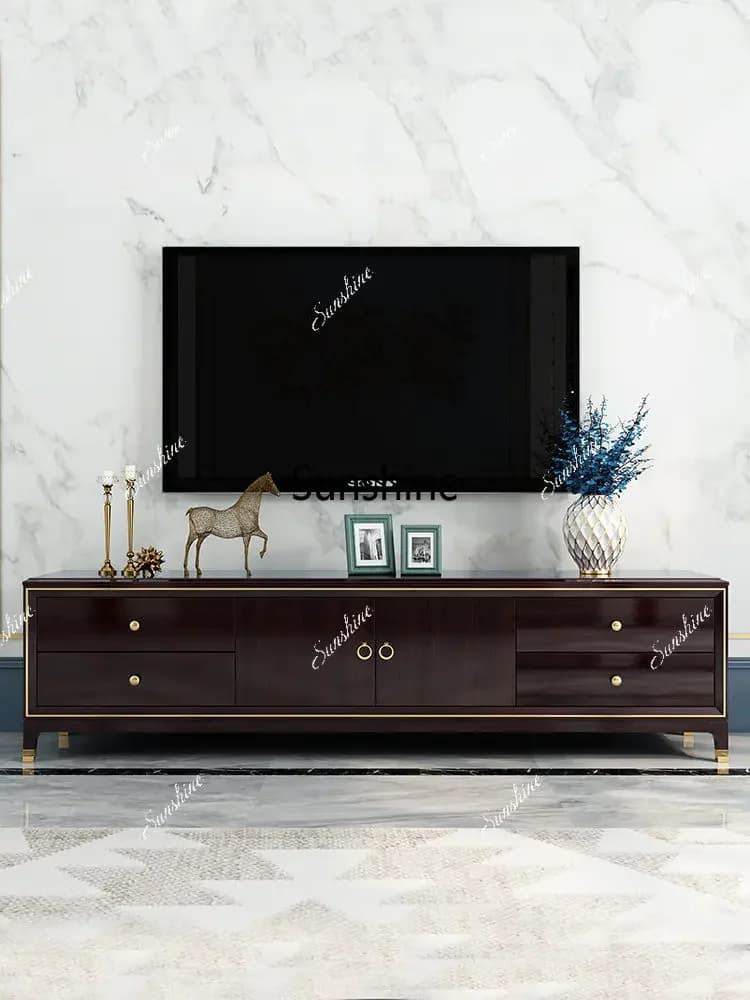 American light luxury solid wood TV cabinet coffee table combination bedroom storage living room furniture