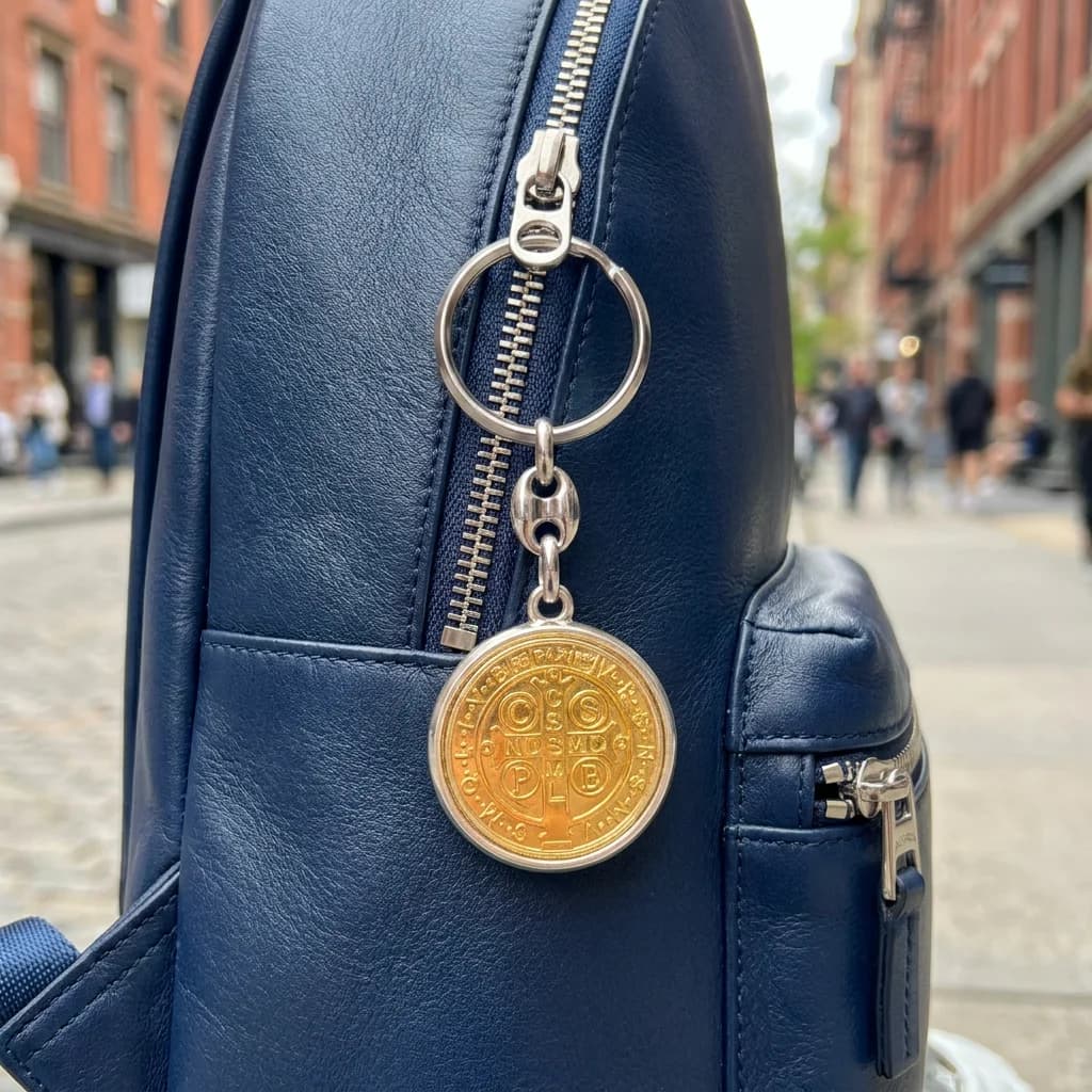 Saint Benedict Medal Keychain Vintage Religious Cross Key Ring Zinc Alloy Car Pendant Bag Charm Catholic Exorcism Protection Gif