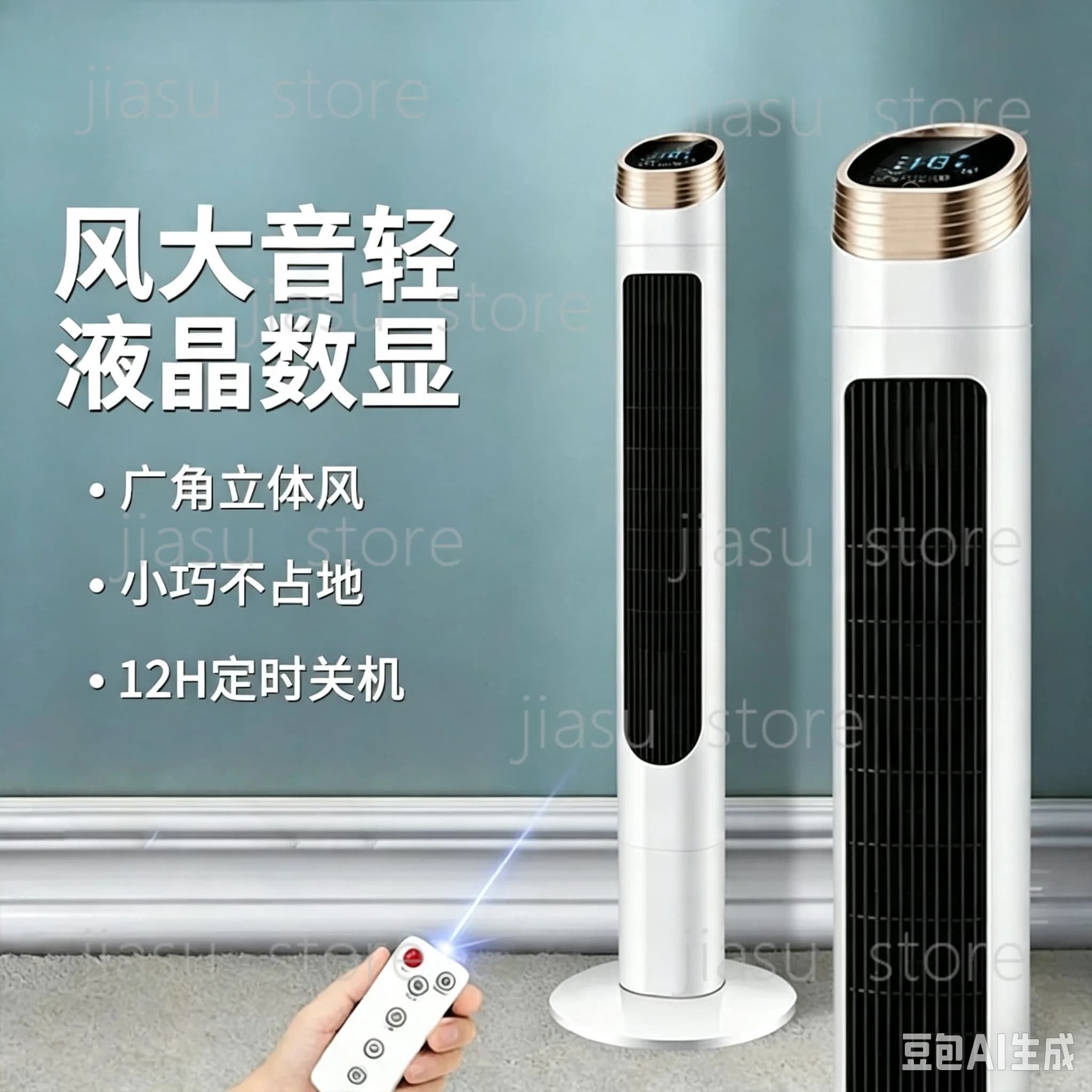 Stand Quiet Timing Leafless Electric Tower Floor Fan Remote Control Household Portable Air Conditioner Cooling
