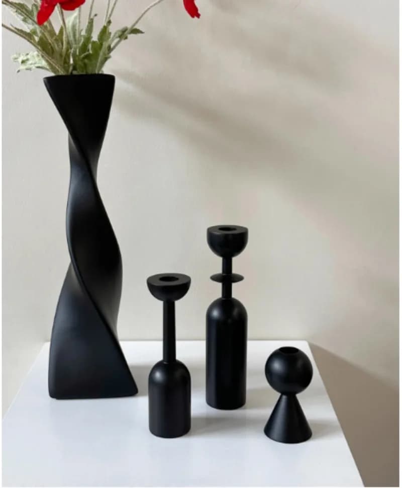 1/3pcs Modern Candle Holder Black 10cm 18cm 22cm Candlestick Holders for Pillar & Taper,Table Mantle Fireplace Home Decor