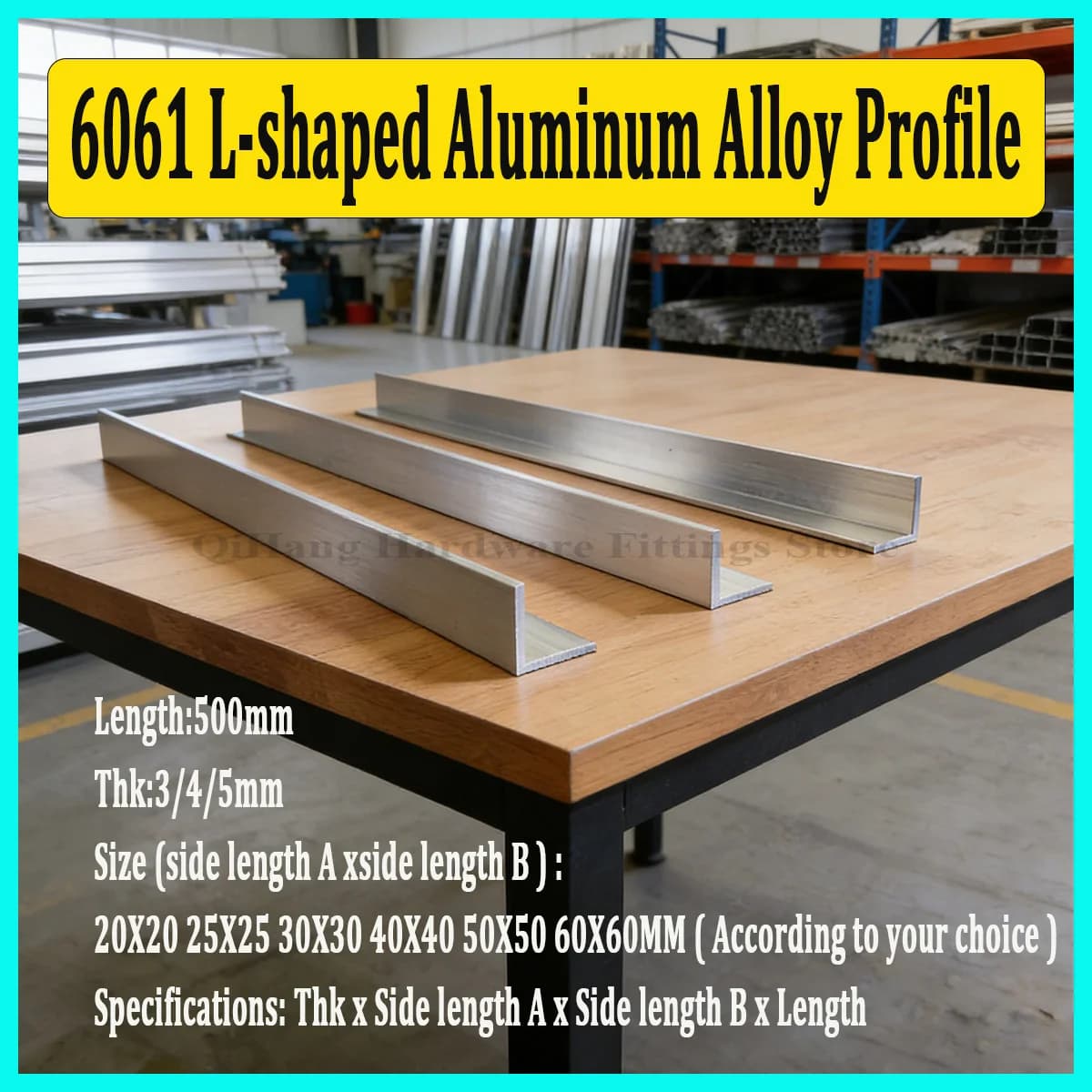 6061 L-shaped Aluminum Alloy Profile 500mm Length, Right Angle Aluminum Bar 20-60mm, Thk3-5mm Edge Trim Triangle Extrusion