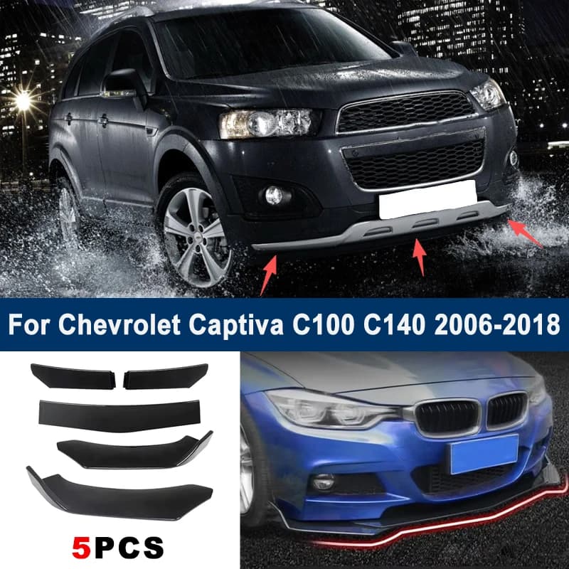 Adjustable 5Pcs Sectional Front Spoiler Lip For Chevrolet Captiva C100 C140 2006-2018 Front Bumper Splitter Sport Body Kit