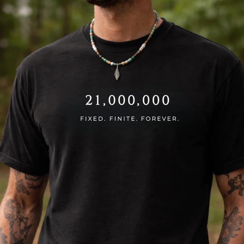 21 Million Crypto style Gift t shirt for Crypto Traders BTC Fan 100% cotton printed Bitcoin Symbol Graphic Tee All size tops