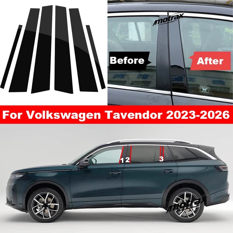 For Volkswagen VW Tavendor 2023 2024 2025 2026 Car B C Pillar Posts Window Trim Covers Center Film Column Sticker Accessories