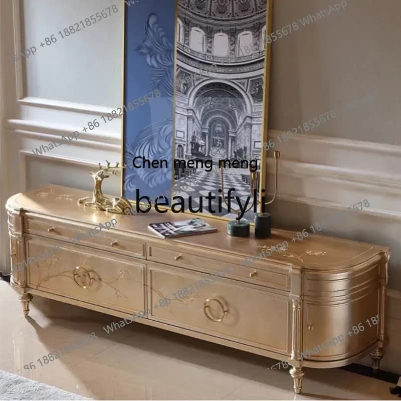 D178  French gold foil TV cabinet European solid wood high-end living room sofa video cabinet Neoclassical