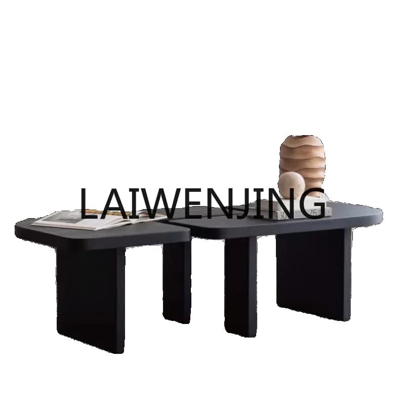 RWJ Ji Ji Ji Wind Black Irregular Solid Wood Creative Designer Tea Table
