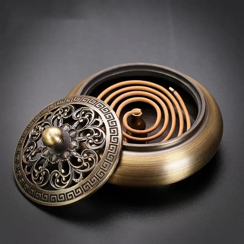 Incense Burner Holder Charcoal Censer Copper Retro Home Decoration Figurines Vintage Art Ornaments Crafts Aromatherapy Spa