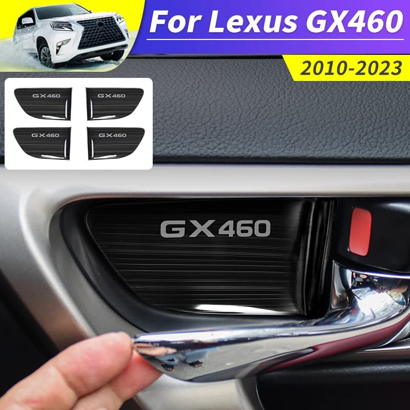 For 2010-2023 Lexus GX 460 GX460 Inner Door Bowl Cover Trim 4PCS Stainless Steel Black Silver Decorative Protection Accessories