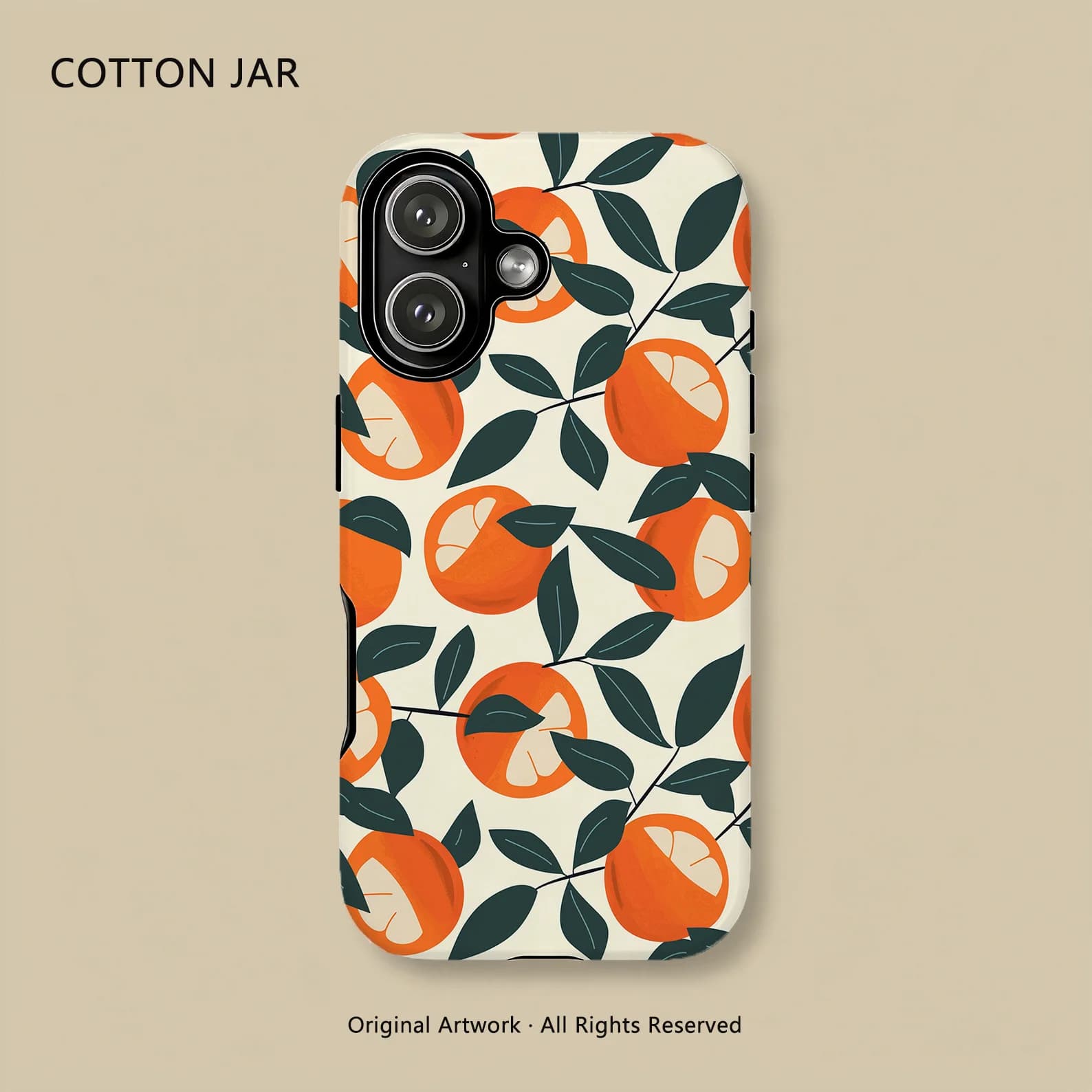Fresh Orange Fruit Branch Magnetic Wireless Charging Case For iPhone 17 15 16 14 Pro Max Plus 13 12 Anti-fall Back Cover