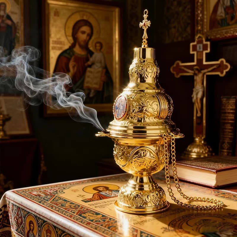 New Church Incense Burner Orthodox Censer Hanging furnace Christian Hanging Incense Burner With Chain Mass Evening Prayer Easter
