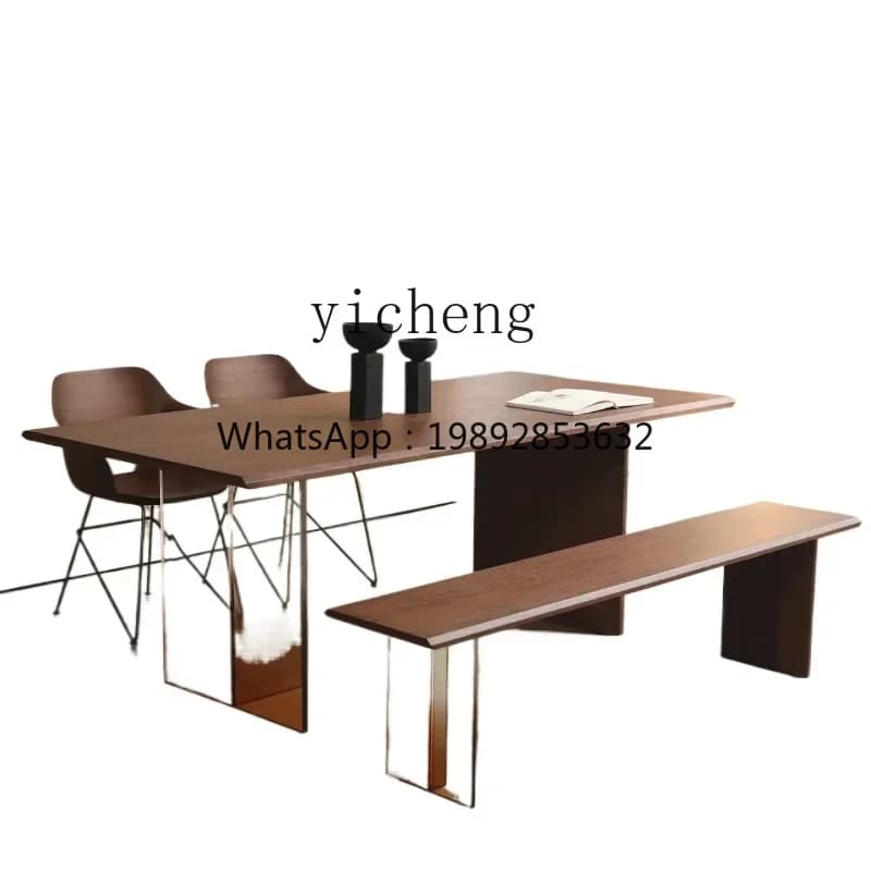 XL black walnut dining table acrylic suspended desk tea table ash wood solid wood