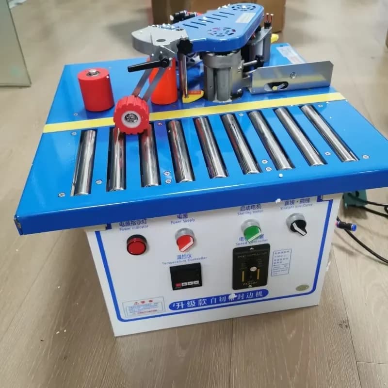 50 Type Small Portable Edge Bander Benchtop Dual-Sided Gluing Automatic Tape Cut for Straight Curved Edge Woodworking