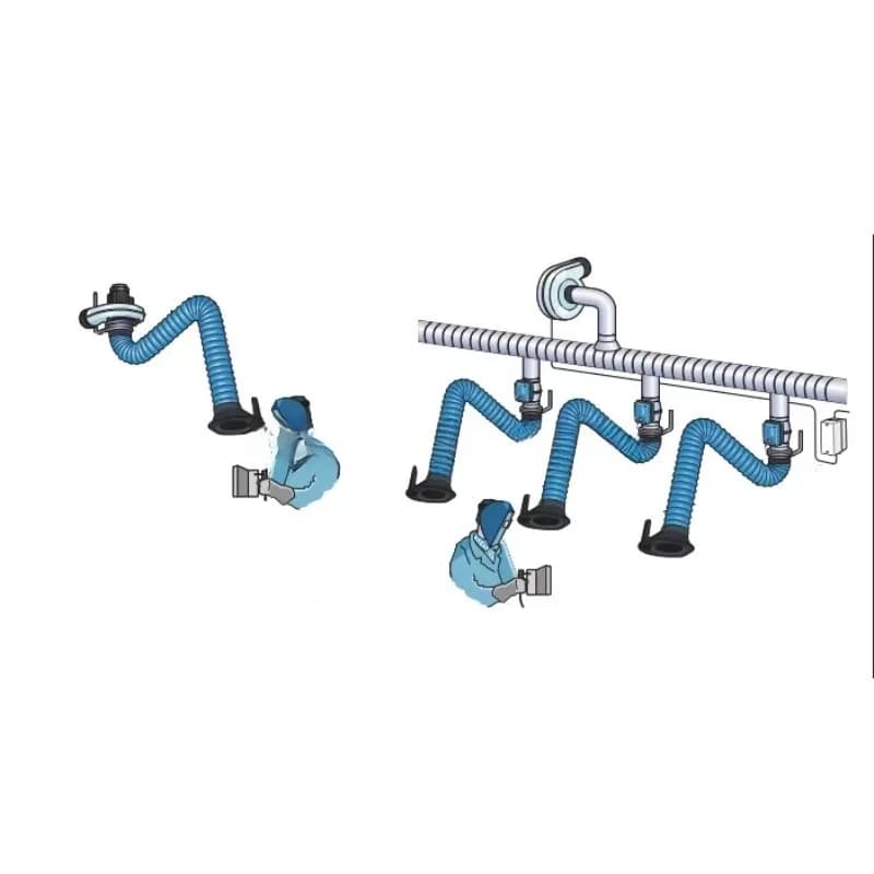 Flexible Welding Fume Extraction Arm/Grinding Dust Extractor Arms Hood With Exhaust Fan