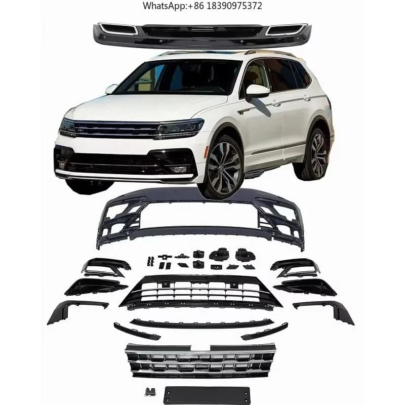 High Quality Auto Part for Tiguan 2018 Upgrade to R Line Facelift Tuning Kit with Grill Front Wheel Arch Rear Diffuser Tips