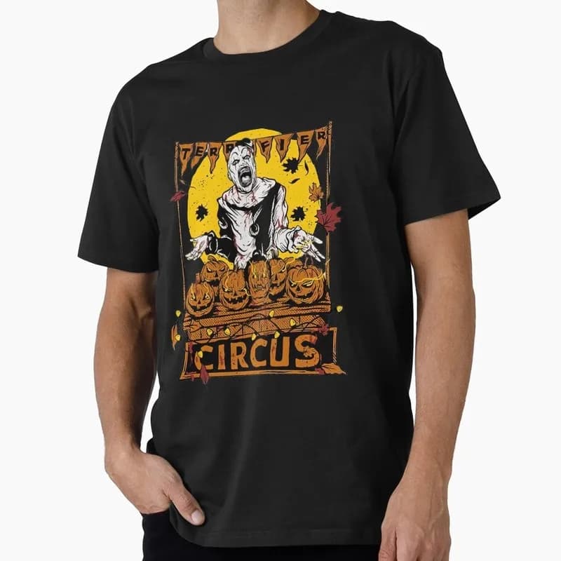 Retro Horror Movie Terrifier Art The Clown Killer Scary Halloween Gift T Shirt 0802 Short Sleeve Graphic clothes All size tops