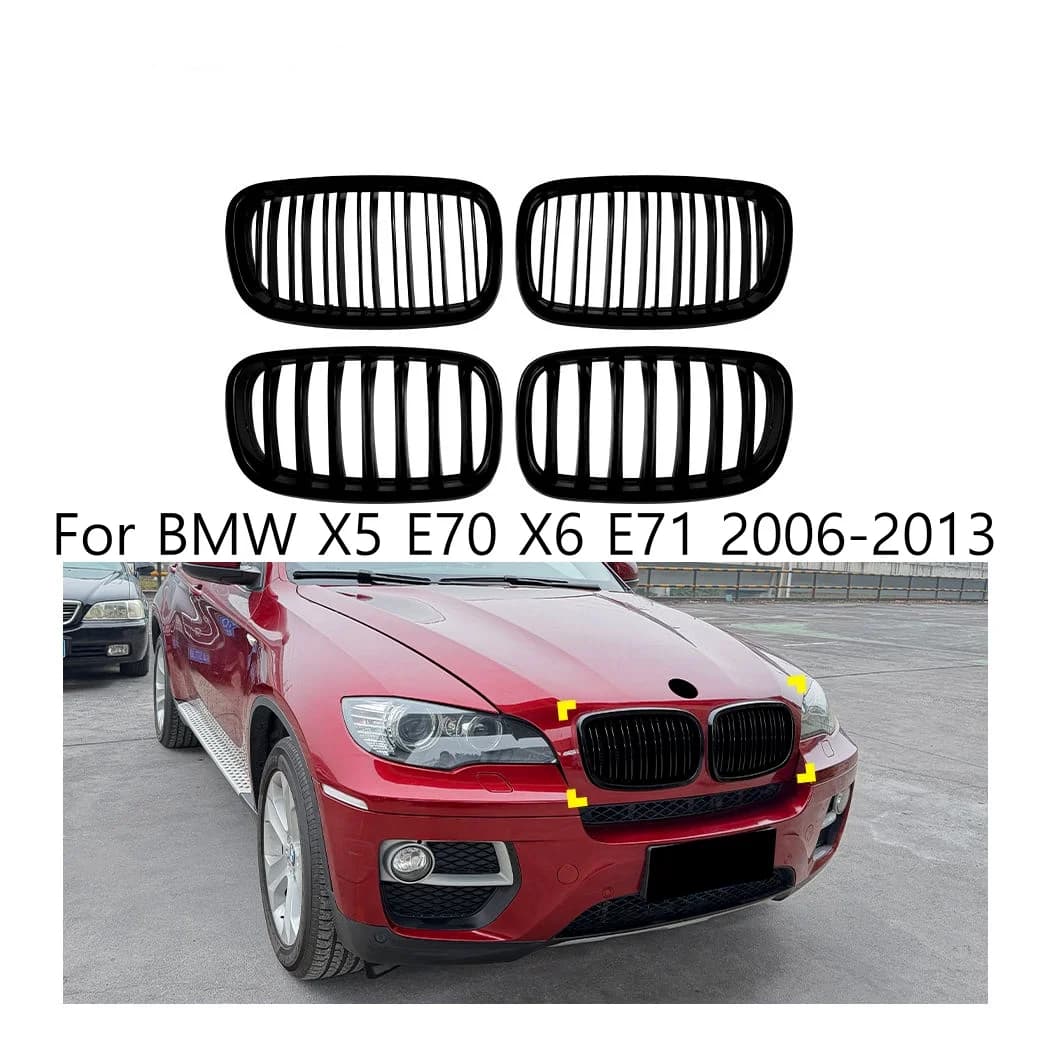 Car Front Kidney Grille Front Bumper Double Line Racing Grill For BMW X5 E70 X6 E71 2006-2013 Single Line Style Front Grille