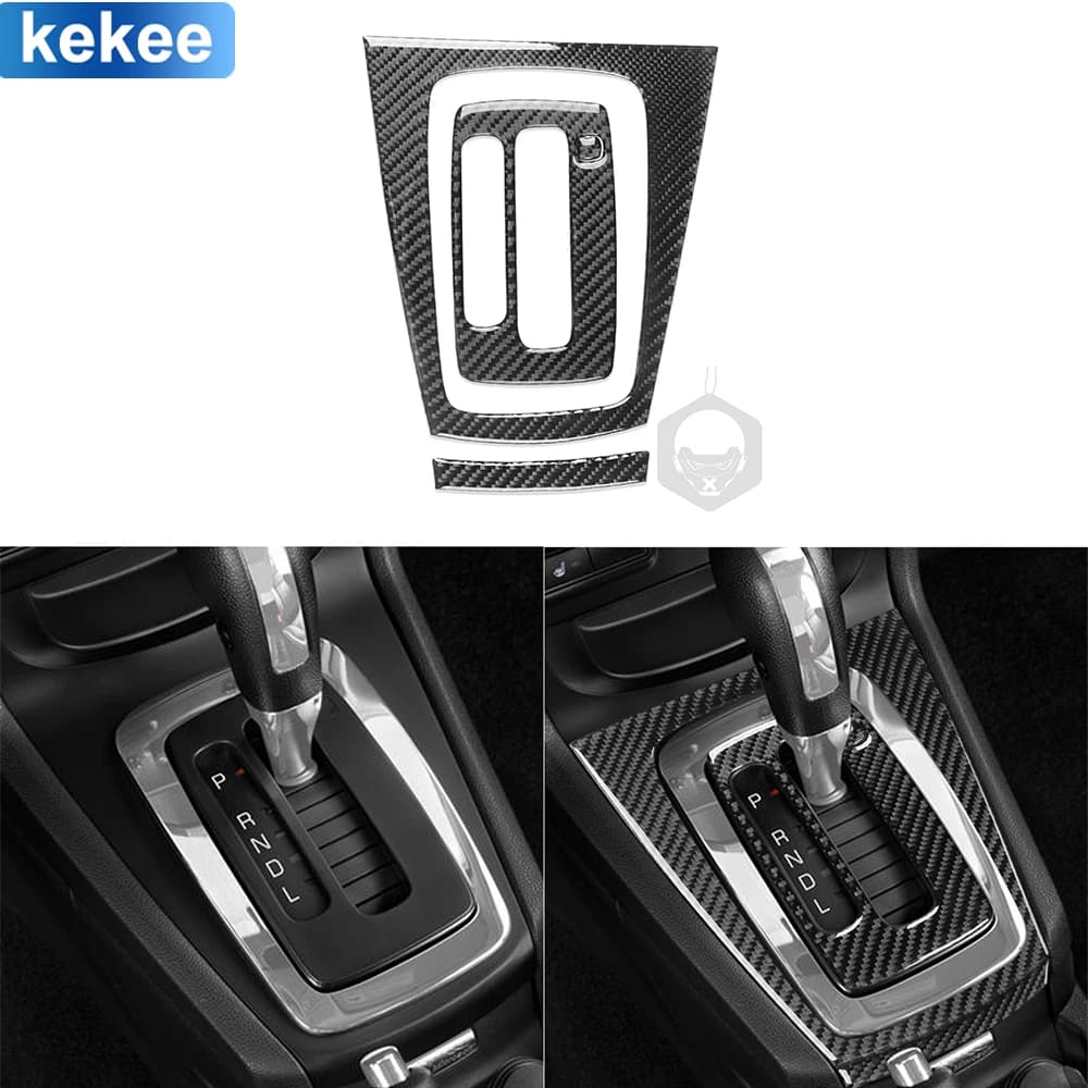 For Ford Fiesta 2011 2012 2013-2019 Real Carbon Fiber Gear shift panel set  Trim Car Interior Stickers Decoration Accessories
