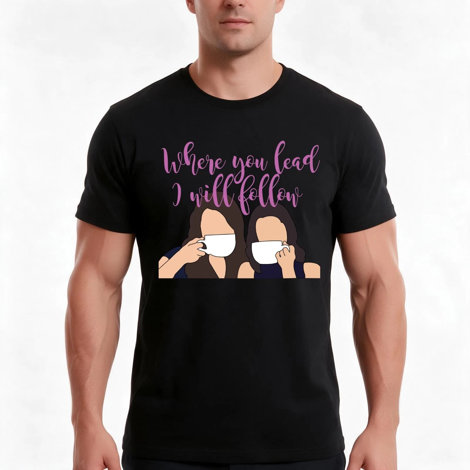 Where you lead I will follow T-Shirt, Summer Casual Cotton Tee, Oversized Streetwear Tops, Vintage Graphic Print, 100% Cotton