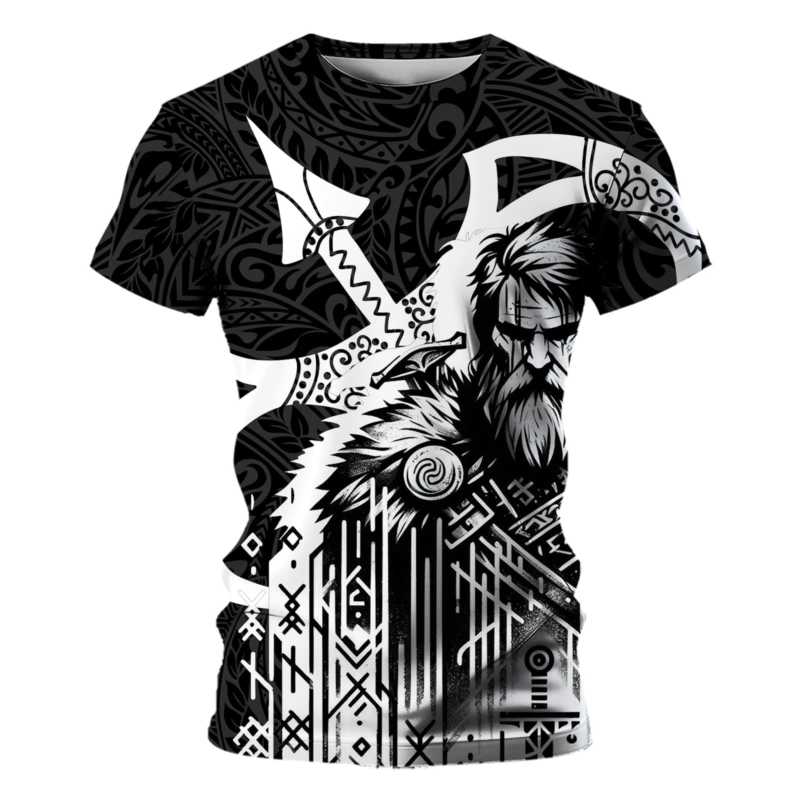 Nordic Pirates Print Men's T-Shirts Hip Hop Trend Harajuku Vintage Clothes Casual O-neck Short Sleeve Summer Fashion Street Tops