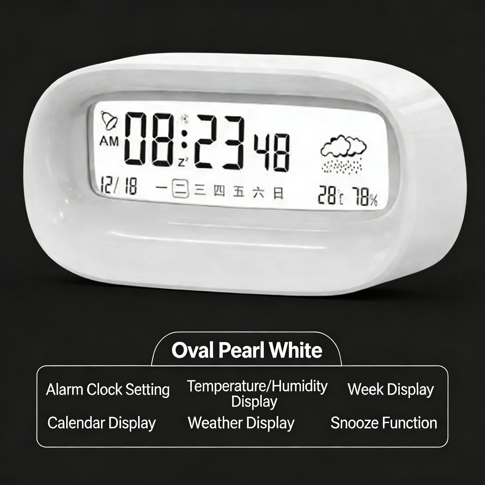 Black and white color options, LED display, transparent multifunctional electronic home temperature and humidity meter ornament