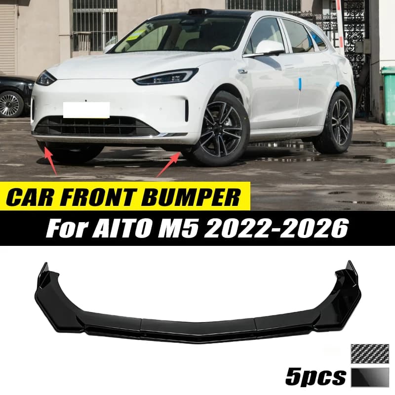For AITO M5 2022-2026 Front Bumper Lip Front Guard Spoiler High-quality ABS Material Body Kit Front Lip Accessories