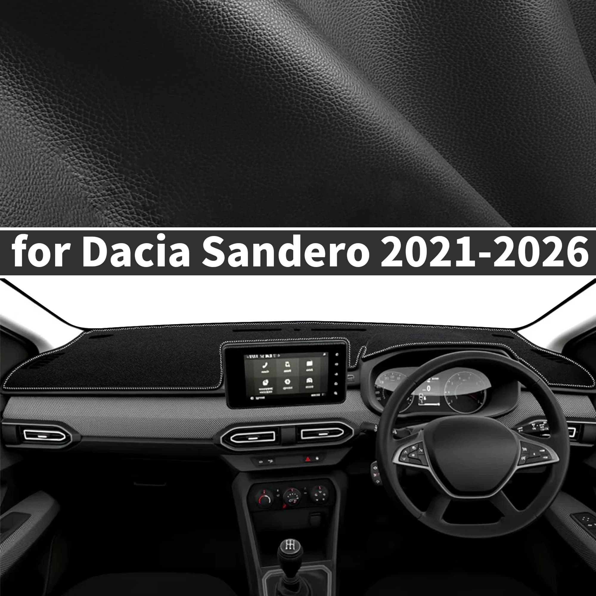for Dacia Sandero 2026-2021 Custom Fit Dashboard Cover Sun Shade Dash Mat Anti‑Glare Anti‑Reflection Carpet Dash Pad Dashmat