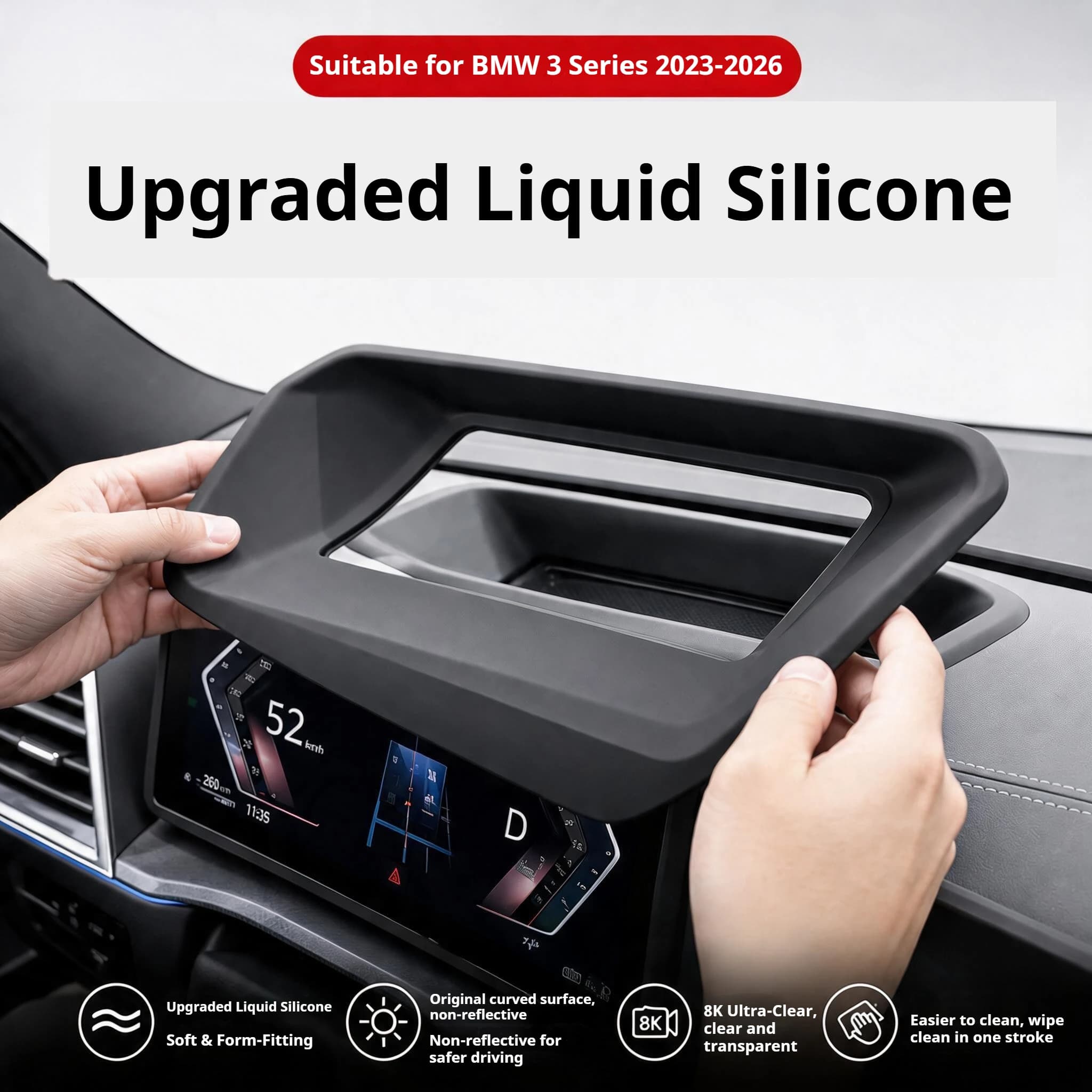 For BMW 3 4 5 series i3i4i5 X5 X3 G20 G60 G45 G05 2022-2026  Head-up display silicone protective cover HUD interior accessories