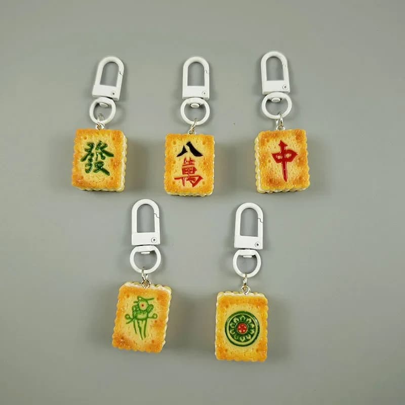 Llavero de Mahjong estilo chino, divertido llavero de resina, accesorios lindos para bolsos