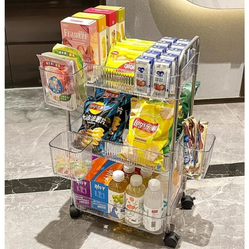 Acrylic shelf cabinet multi-functional mobile trolley multi-layer storage rack
