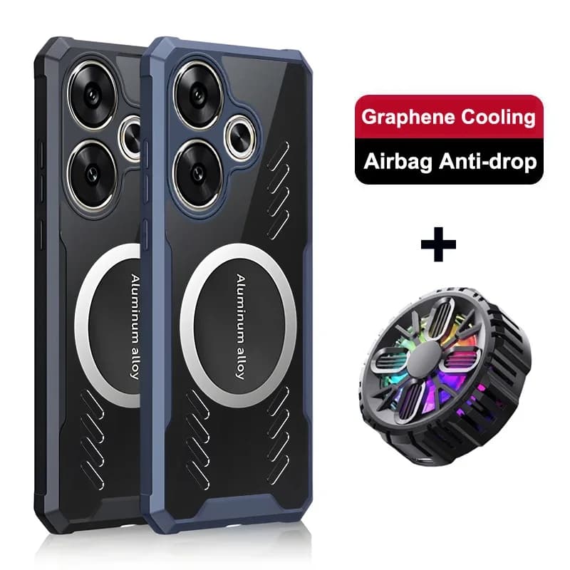 For Poco F6 F5 Pro F3 F4 GT Graphene Cooling Heat Dissipation Magnet Phone Case Airbag Anti-drop Soft HD Transparent Cover Cases