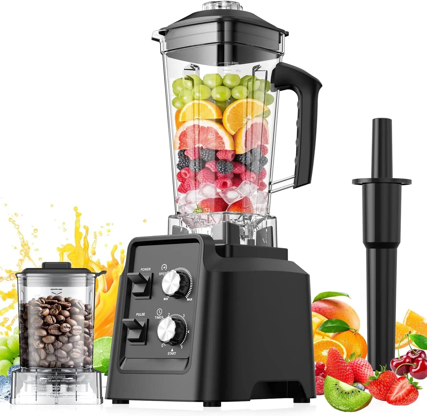 ^For Blender, 1800W Blender with Grinder - 6-Blade Professional Smoothie Blenders for Kitchen, Crushes Ice, Self-Cleaning, 68oz