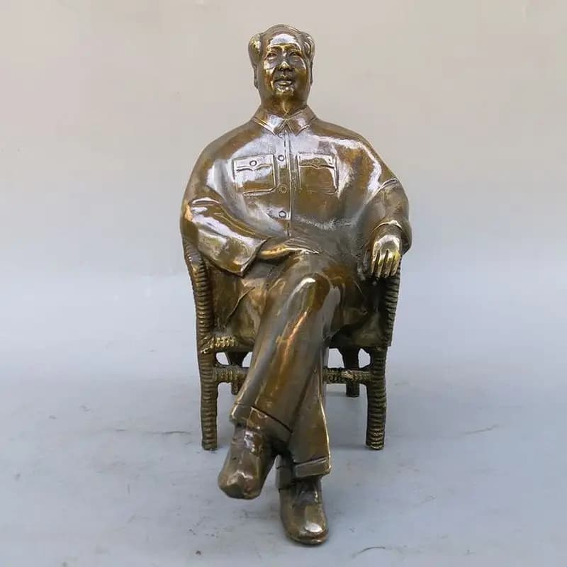 Chairman's portrait ornament, full-length statue, pure chair, home decor gift, brass president figure