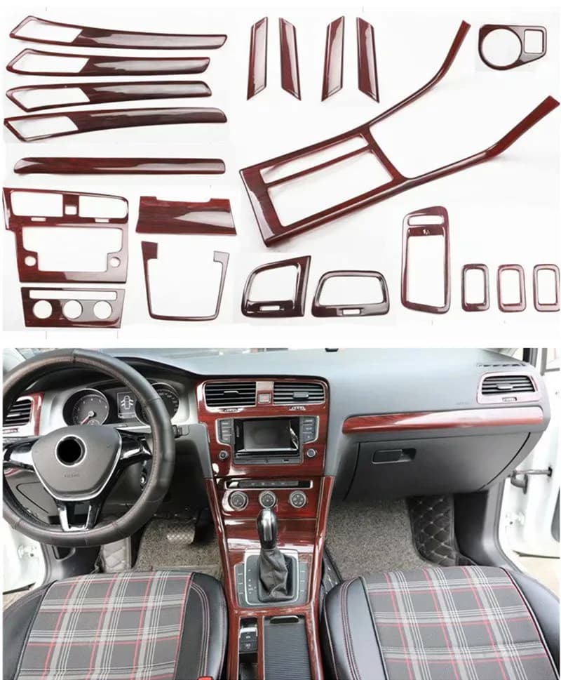 1lot Car stickers Mahogany inside decoration cover for 2014-2019 Volkswagen VW golf 7 MK7
