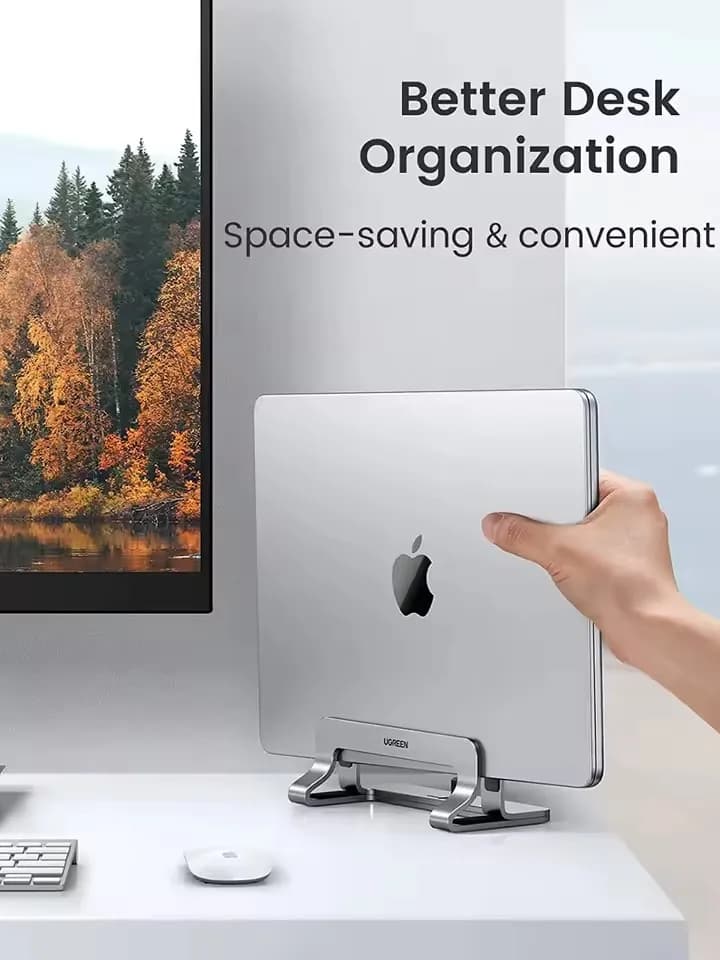 LP258 UGREEN Table PC Stand Desktop Adjustable Holder Vertical Table Phone Stand Holder Desk Aluminum Dock for MacBook Pro Air