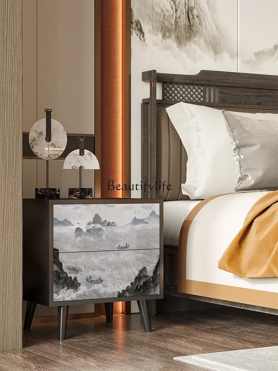 GG8New Chinese Style Solid Wood Modern Minimalist Retro Small Cabinet Storage Cabinet Wall-Mounted