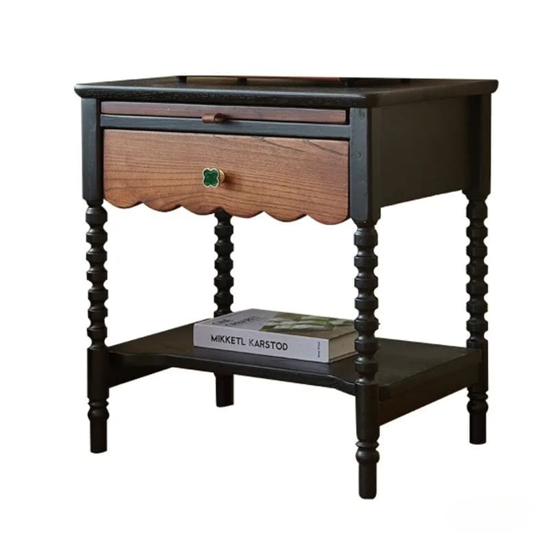 French retro bedside table, a few sofa corners in the living room, French retro American red oak solid wood bedside table
